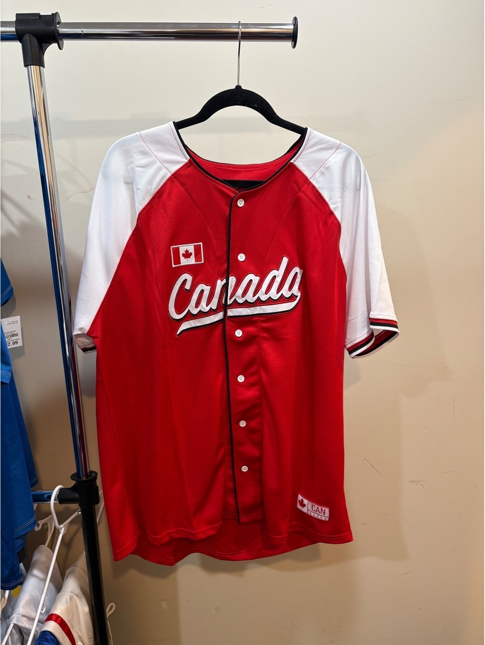 Canada Red and White Button-Up Jersey Shirt Size XL